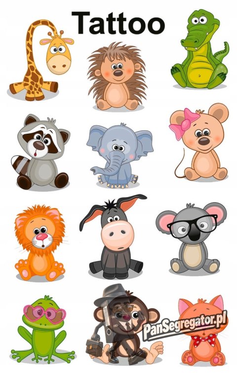 Naklejki tatuaże dla dzieci ZWIERZĄTKA 56761 Z-DESIGN KIDS TATTOO AVERY ZWECKFORM