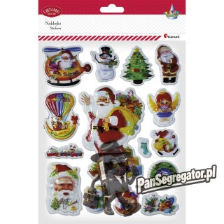 Naklejki wypukłe Mikołaj, helikopter, balon, aniołek, bałwanek, wianek 15szt. 487021 TITANUM