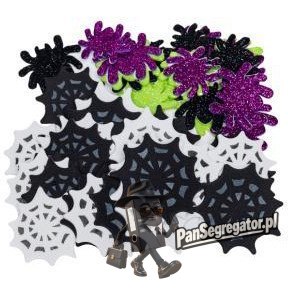 Naklejki z pianki HALLOWEEN pająki i pajęczyny (44 szt.) PVH2 BREWIS