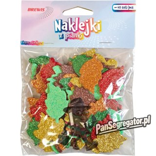 Naklejki z pianki PVC72 LIŚCIE z brokatem BREWIS