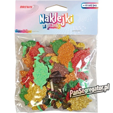 Naklejki z pianki PVC72 LIŚCIE z brokatem BREWIS