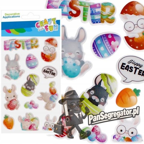 Naklejki zajączek wielkanocny 12szt. CRAFT WITH FUN 531728