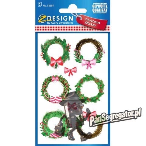 Papierowe naklejki o teksturze lnu - Świąteczne wianki Z-Design 52295 AVERY ZWECKFORM
