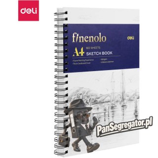 Szkicownik na spirali pionowej A4 FINENOLO 160g/m2 60k biały EC275 DELI