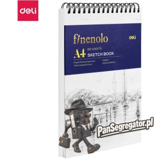 Szkicownik na spirali poziomej A4 FINENOLO 160g/m2 60k biały EC276 DELI