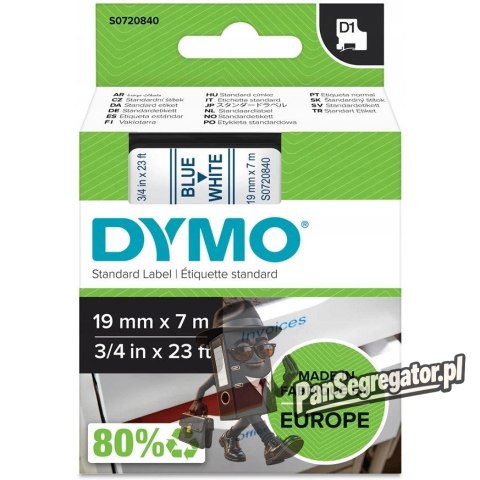 Taśma 19mm/7m niebi/biał.45804 DYMO S0720840
