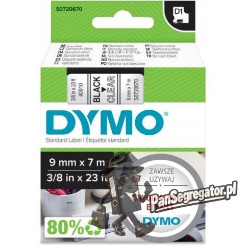 Taśma 9mm/7m czarny /przez. 40910 DYMO S0720670