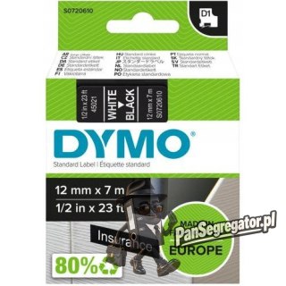 Taśma biały nadruk na czarnym 12mm x 7m DYMO S0720610