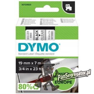 Taśma czarny nadruk na przezroczystym 19mm x 7m DYMO S0720820