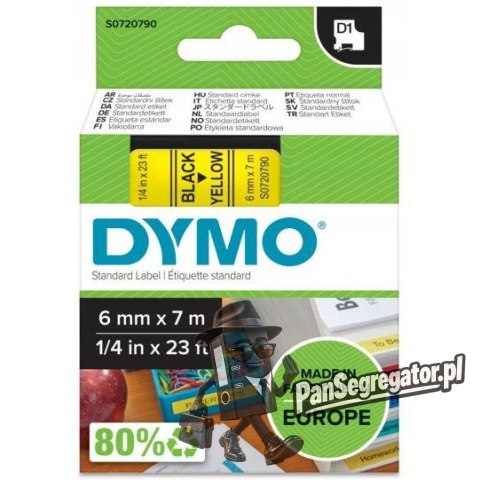Taśma czarny nadruk na żółtym 6mm x 7m DYMO S0720790