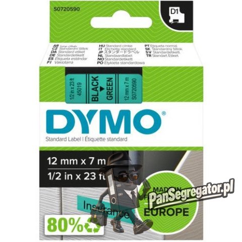 Taśma czarny /zielony 12mm/7m 5045019 DYMO S0720590