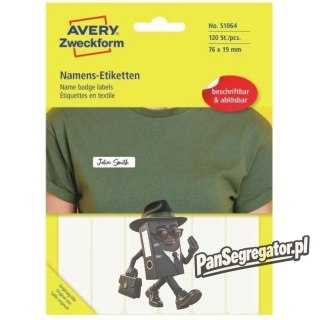 Etykieta identyfikatory imienne 76x19mm(10 arkuszy = 120etykiet) Sztuczny jedwab 51064 AVERY ZWECKFORM