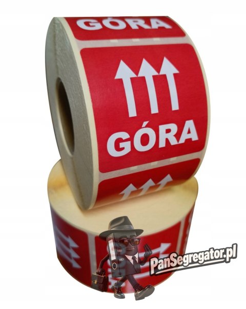 Etykieta ostrzegawcza "GÓRA" 77x77mm papierowa na roli (1000szt) BULK