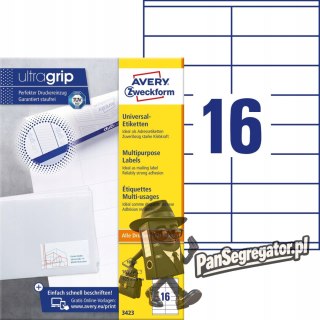 Etykiety A4 białe (100 arkuszy) 105x35mm ULTRA GRIP 3423 AVERY ZWECKFORM