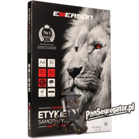 Etykiety A4 białe (100ark) 70x16.9 mm nr.039 EMERSON eta4070x169w