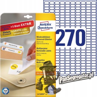 Etykiety A4 białe (25 arkuszy) 17.8x10mm L4730REV-25 AVERY ZWECKFORM