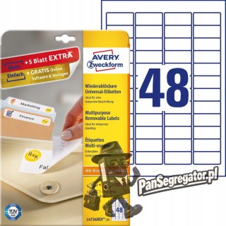 Etykiety A4 białe (25arkuszy)45.7x21.2mm L4736REV-25 AVERY ZWECKFORM