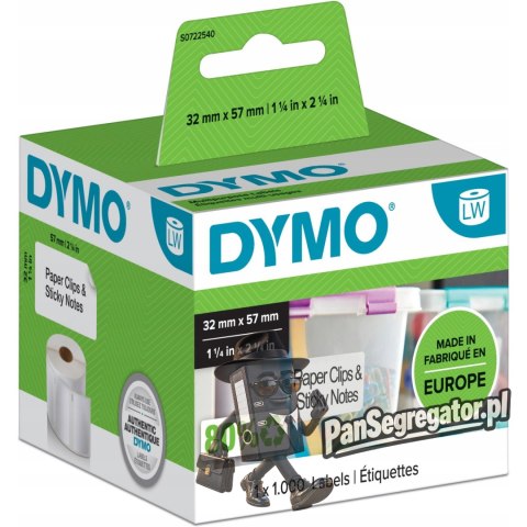 Etykiety DYMO 57x32 biała różnego przeznaczenia S0722540