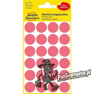 Etykiety Q18mm kółka neonowe czerwone 3172 AVERY ZWECKFORM