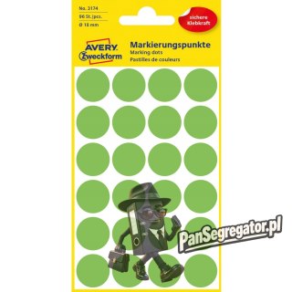 Etykiety ZF Q18mm 3174 zielone kółka bł. AVERY ZWECKFORM