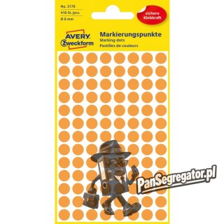 Etykiety ZF Q8mm 3178 pomarańczowe neon kółka AVERY ZWECKFORM