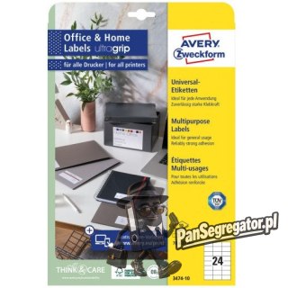 Etykiety białe ULTRAGRIP 70x37mm (10 arkuszy = 240 etykiet) 3474-10 AVERY ZWECKFORM
