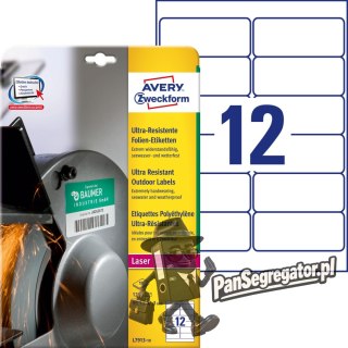 Etykiety foliowe A4 białe (10 arkuszy) 99,1x42,3mm L7913-10 do użytku zewnętrznego AVERY ZWECKFORM