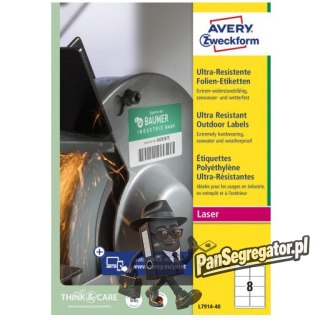 Etykiety foliowe Ultra Resistant 99,1x67,7mm (40arkuszy=320etykiet) L7914-40 AVERY ZWECKFORM