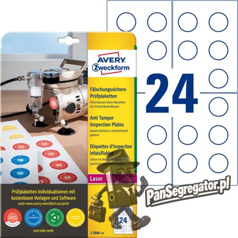 Etykiety inspekcyjne plomby 30mm240szt. L7806-10 AVERY ZWECKFORM