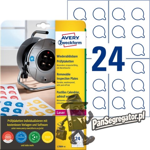 Etykiety inspekcyjne usuwalne 30mm 2480szt. L7804-10 białe AVERY ZWECKFORM