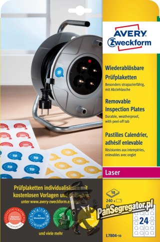 Etykiety inspekcyjne usuwalne 30mm 2480szt. L7804-10 białe AVERY ZWECKFORM