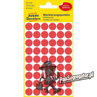 Etykiety kółka Q12mm czerwone 3141 AVERY ZWECKFORM