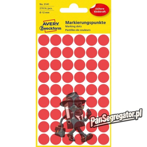 Etykiety kółka Q12mm czerwone 3141 AVERY ZWECKFORM