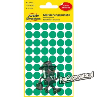 Etykiety kółka Q12mm zielone 3143 AVERY ZWECKFORM
