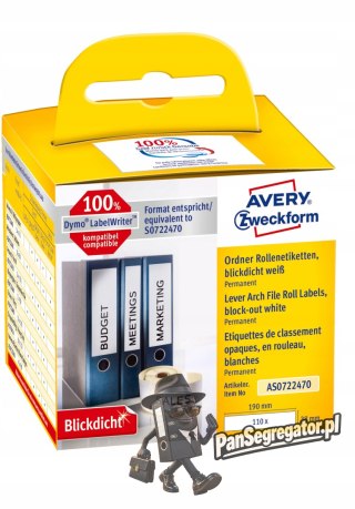 Etykiety kryjące na segregatory w rolce 110 etyk. 38 x 190 mm, trwałe, białe AS0722470 Avery Zweckfo