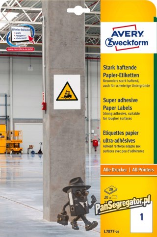 Etykiety papierowe 210x297mm (20arkuszy) L7877-20 AVERY ZWECKFORM