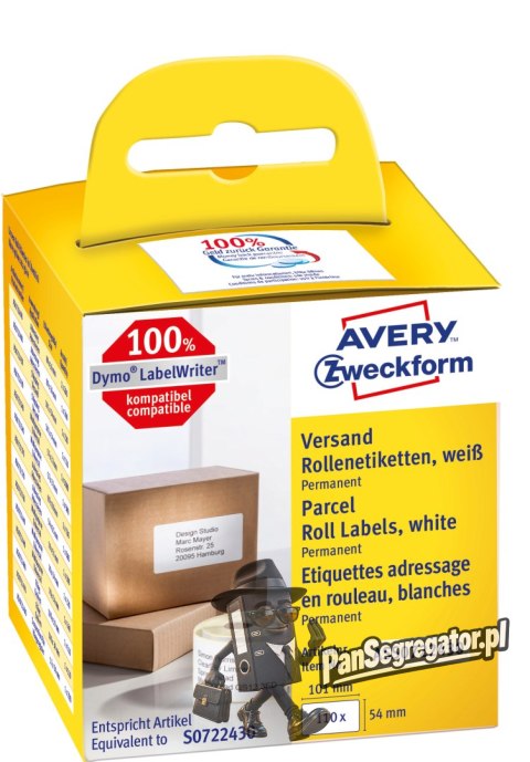 Etykiety wysyłkowe w rolce 110 etyk. 54 x 101 mm, trwałe, białe ASS0722430 Avery Zweckform