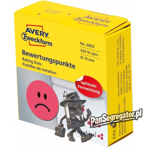 Kółka Smutna buźka trwałe 19mm czerwone 3859 AVERY ZWECKFORM