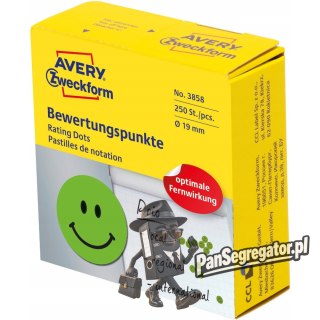 Kółka Uśmiechnięta buźka trwałe 19mm zielone 3858 AVERY ZWECKFORM