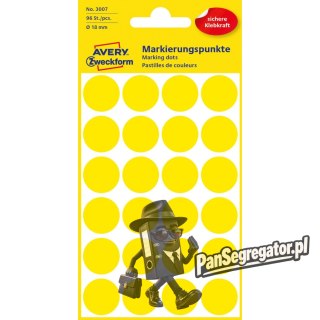 Trwałe kółka do zaznaczania 18mm 96szt./op. zółte 3007 AVERY ZWECKFORM