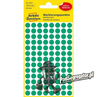 Trwałe kółka do zaznaczania 8mm 416szt./op. zielone 3012 AVERY ZWECKFORM