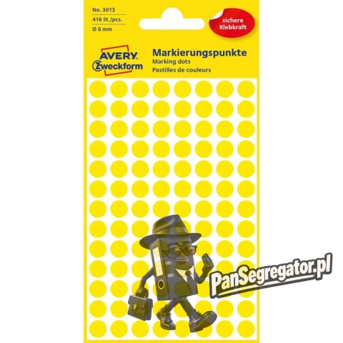 Trwałe kółka do zaznaczania 8mm 416szt./op. żółte 3013 AVERY ZWECKFORM