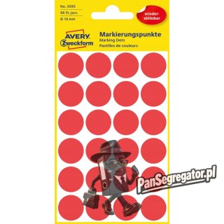 Usuwalne kółka Q18mm 96szt./op. czerwone 3595 AVERY ZWECKFORM