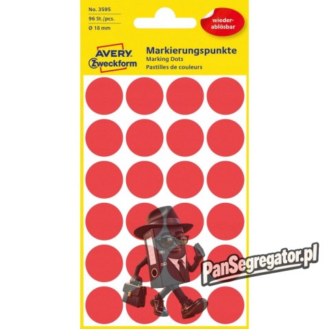 Usuwalne kółka Q18mm 96szt./op. czerwone 3595 AVERY ZWECKFORM