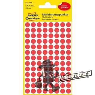 Usuwalne kółka Q8mm 416szt./op. czerwone 3589 AVERY ZWECKFORM