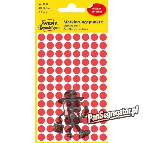 Usuwalne kółka Q8mm 416szt./op. czerwone 3589 AVERY ZWECKFORM