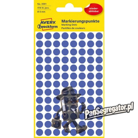 Usuwalne kółka Q8mm 416szt./op. niebieskie 3591 AVERY ZWECKFORM
