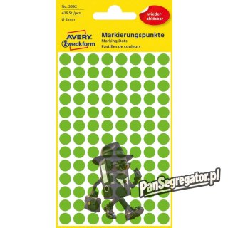Usuwalne kółka Q8mm 416szt./op. zielone 3592 AVERY ZWECKFORM