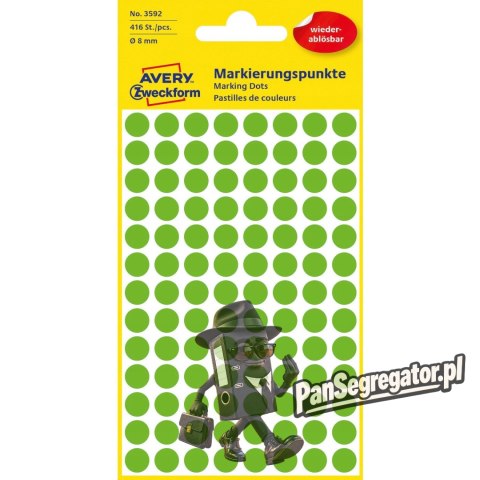 Usuwalne kółka Q8mm 416szt./op. zielone 3592 AVERY ZWECKFORM