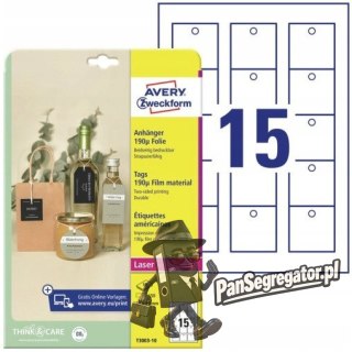 Zawieszki foliowe (10 arkuszy) 50x50mm Quick&Clean T3003-10 AVERY ZWECKFORM